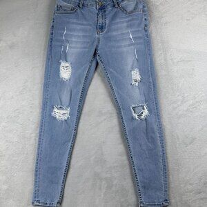 Legend London Skinny Jeans Womens Size W32X28L Distressed Light Wash Blue